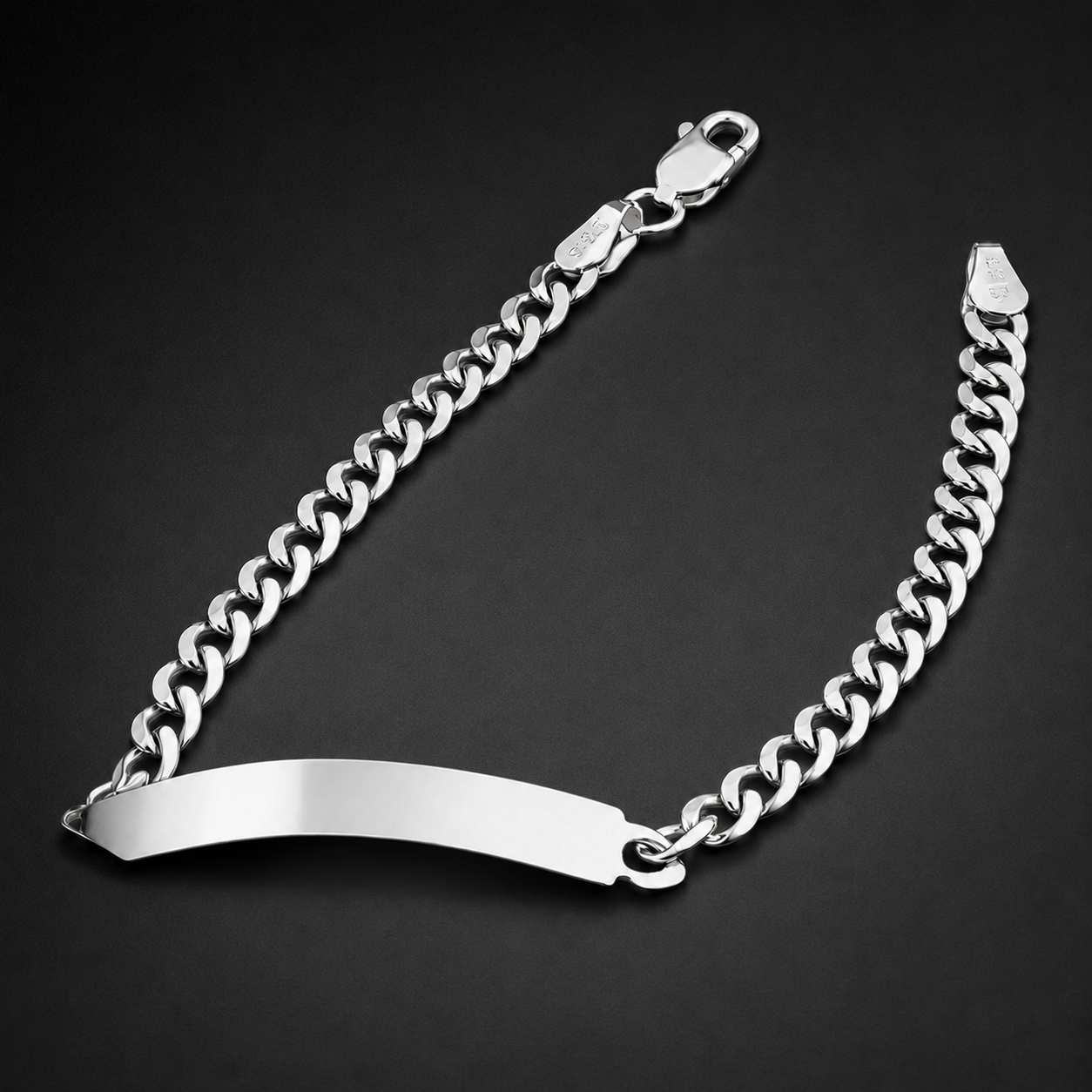 Mujer | Esclava Tejido Barbada Cubana Lisa 4 mm, Pulsera Para Mujer, De Plata Autentica Ley .925, Con Grabado, DUO DELUXE JOYAS