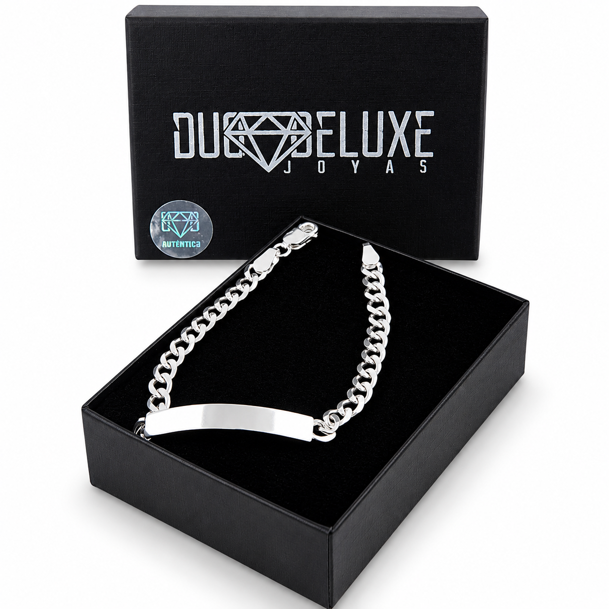 Mujer | Esclava Tejido Barbada Cubana Lisa 5 mm, Pulsera Para Mujer, De Plata Autentica Ley .925, Con Grabado, DUO DELUXE JOYAS