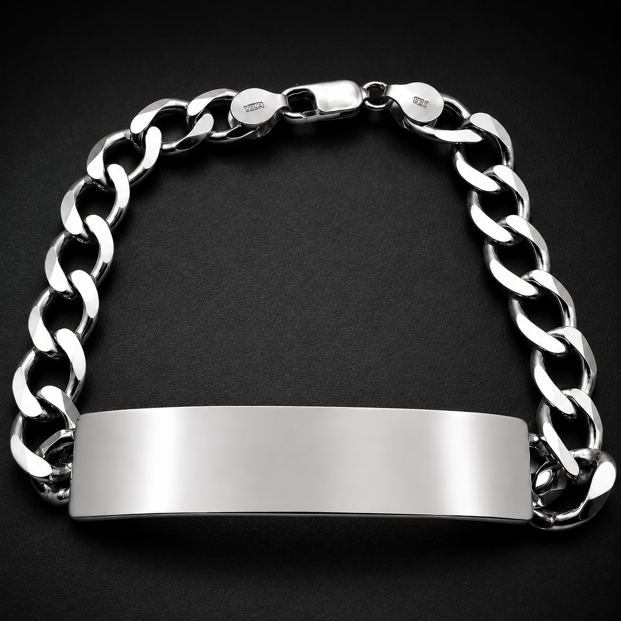 Unisex | Esclava Tejido Barbada Cubana Lisa 8 mm, Pulsera Para Hombre Y Mujer, De Plata Autentica Ley .925, Con Grabado, DUO DELUXE JOYAS