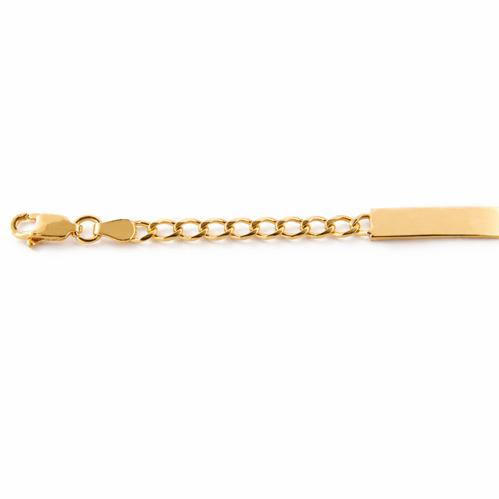 Bebé | Esclava Tejido Barbada Cubana Lisa 3 mm, Pulsera Para Bebé, De Plata Autentica Ley .925 Con Baño De Oro Italiano 24k, Con Grabado, DUO DELUXE JOYAS