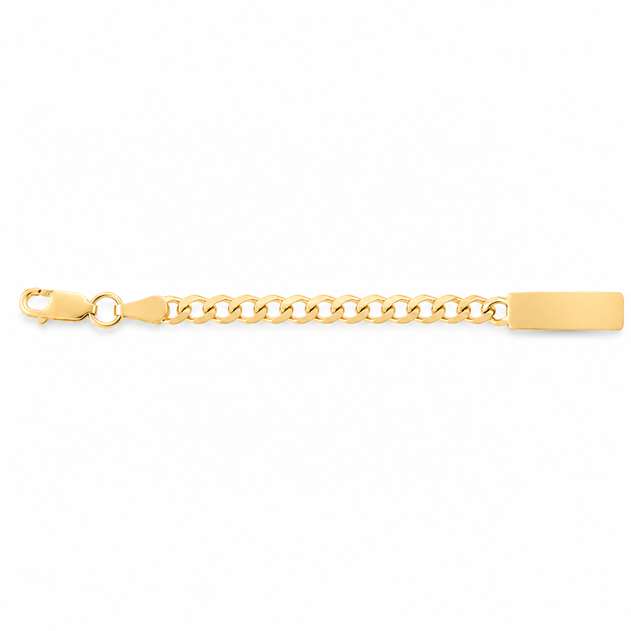 Niño | Pulsera Esclava Tejido Barbada Cubana Lisa 4 mm, Para Niño, De Plata Autentica Ley .925 Con Baño De Oro Italiano 24k, Con Grabado, DUO DELUXE JOYAS
