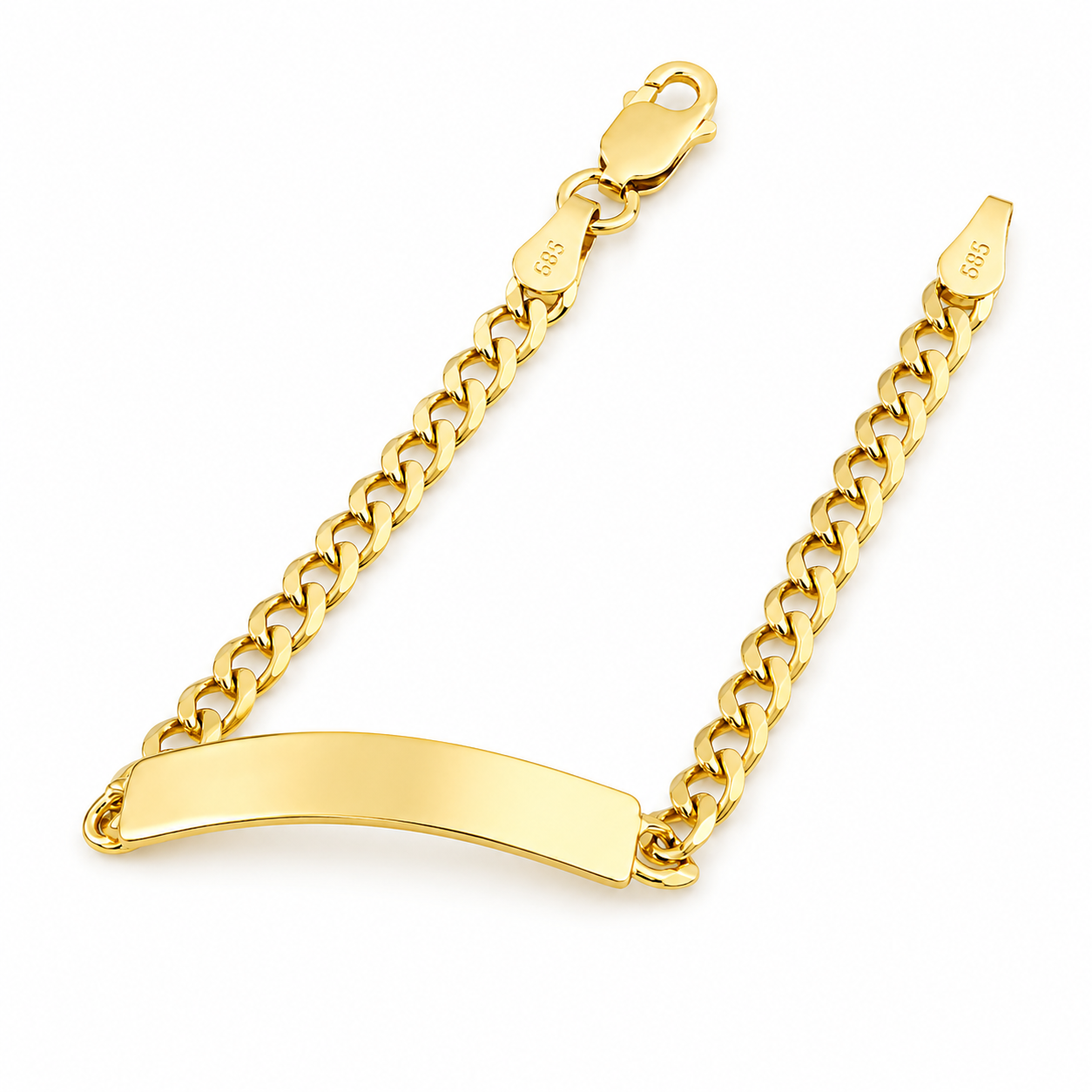 Niño | Pulsera Esclava Tejido Barbada Cubana Lisa 4 mm, Para Niño, De Plata Autentica Ley .925 Con Baño De Oro Italiano 24k, Con Grabado, DUO DELUXE JOYAS