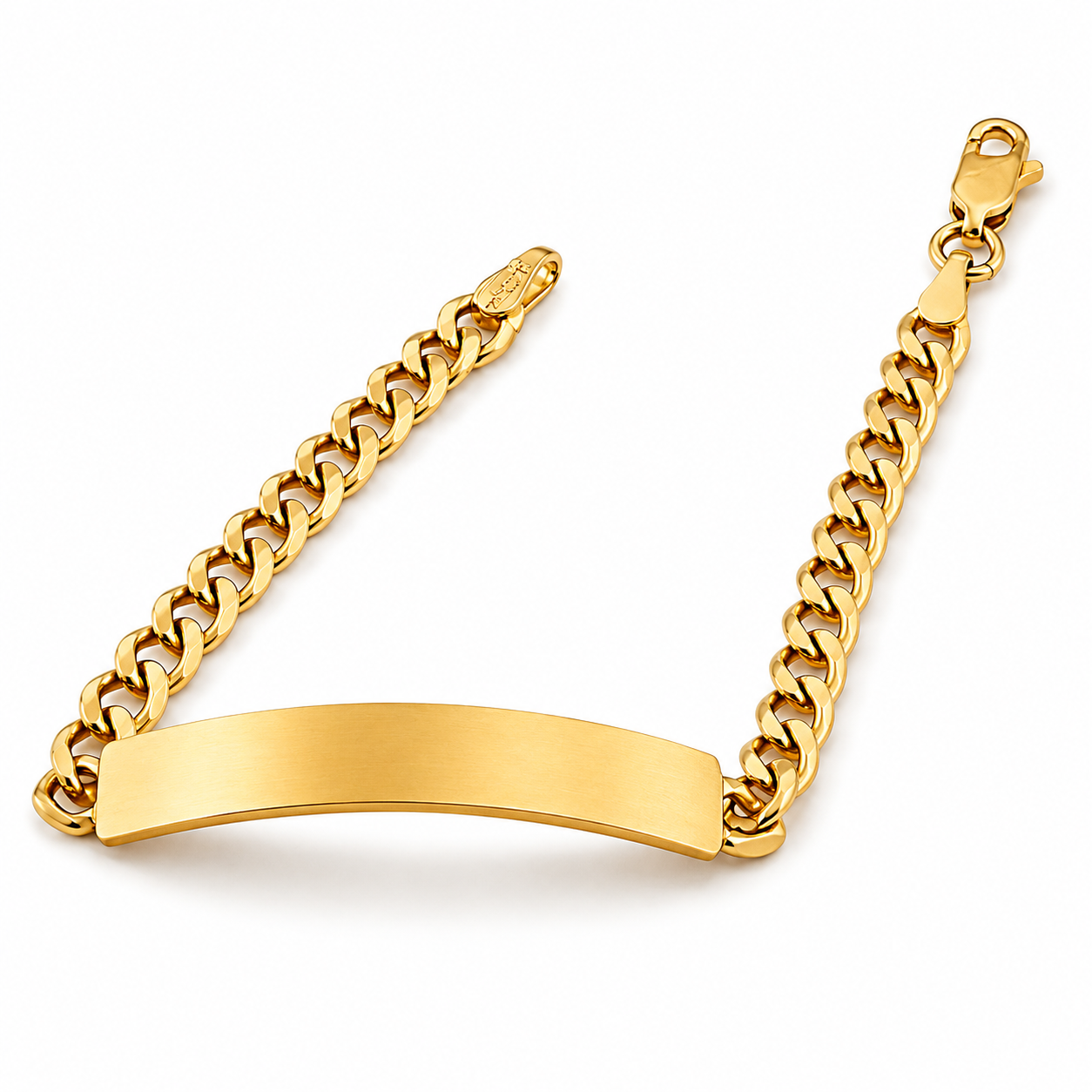Mujer | Esclava Tejido Barbada Cubana Lisa 4 mm, Pulsera Para Mujer, De Plata Autentica Ley .925 Con Baño De Oro Italiano 24k, Con Grabado, DUO DELUXE JOYAS