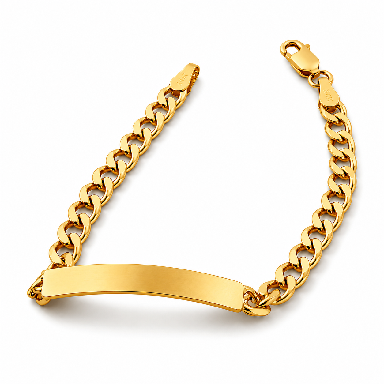 Mujer | Esclava Tejido Barbada Cuabana Lisa 5 mm, Pulsera Para Mujer, De Plata Autentica Ley .925 Con Baño De Oro Italiano 24k, Con Grabado, DUO DELUXE JOYAS