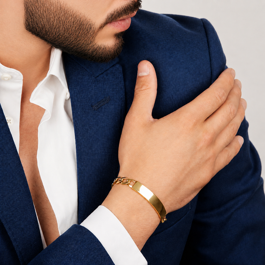 Unisex | Esclava Tejido Barbada Cubana Lisa 6 mm, Pulsera Para Hombre Y Mujer, De Plata Autentica Ley .925 Con Baño De Oro Italiano 24k, Con Grabado, DUO DELUXE JOYAS