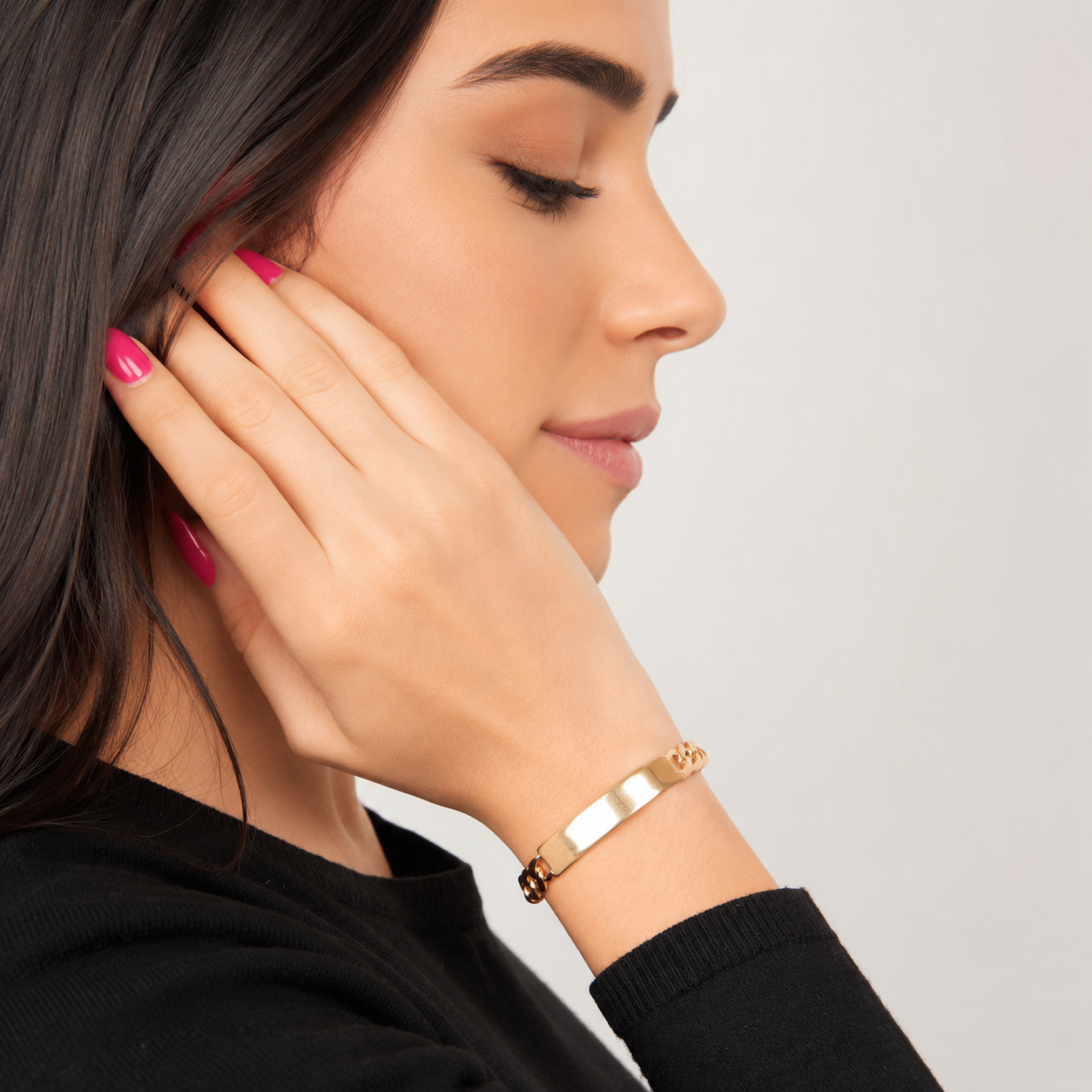 Unisex | Esclava Tejido Barbada Cubana Lisa 6 mm, Pulsera Para Hombre Y Mujer, De Plata Autentica Ley .925 Con Baño De Oro Italiano 24k, Con Grabado, DUO DELUXE JOYAS