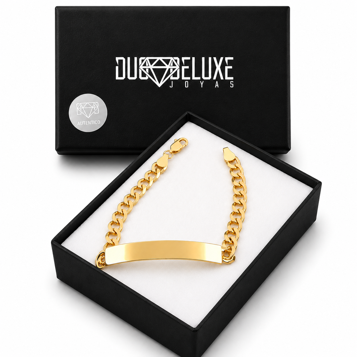 Parejas | Duo De Esclavas Tejido Barbada Cubana Para Parejas, De Plata Autentica Ley .925 Con Baño De Oro Italiano 24k, Con Grabado, DUO DELUXE JOYAS