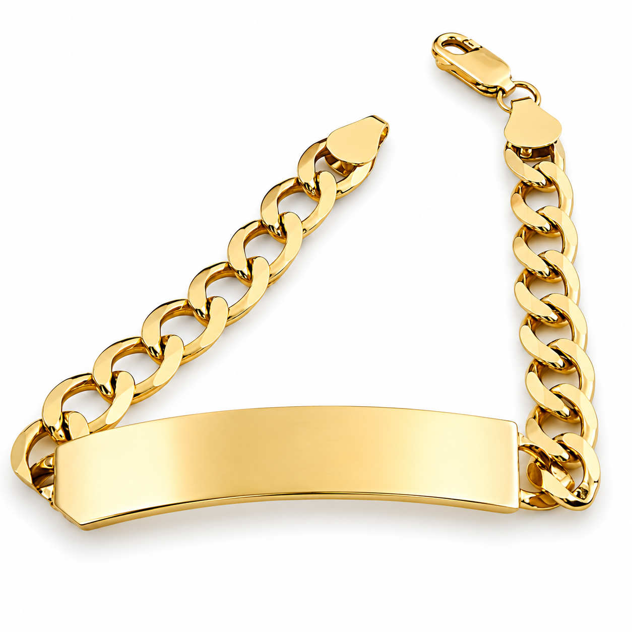 Unisex | Esclava Tejido Barbada Cubana Lisa 8 mm, Pulsera Para Hombre Y Mujer, De Plata Autentica Ley .925 Con Baño De Oro Italiano 24k, Con Grabado, DUO DELUXE JOYAS