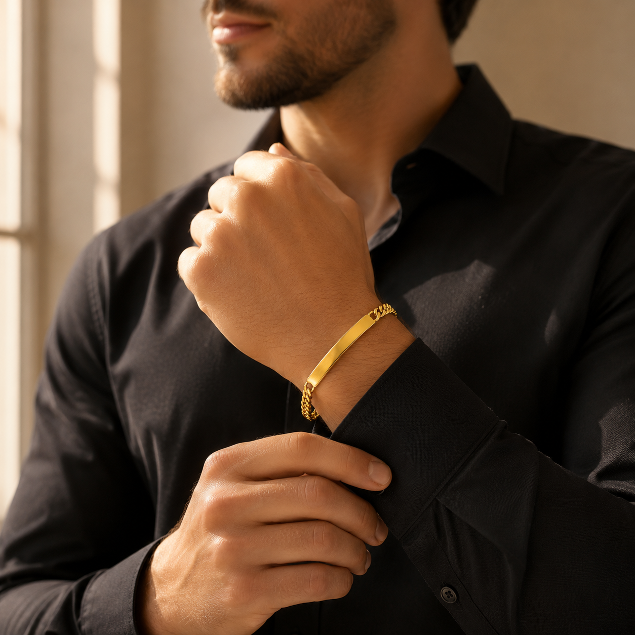 Hombre | Esclava Tejido Barbada Cubana Lisa 5 mm, Pulsera Para Hombre De Chapa de Oro 18k Premium, Con Grabado, DUO DELUXE JOYAS (Copia) (Copia)