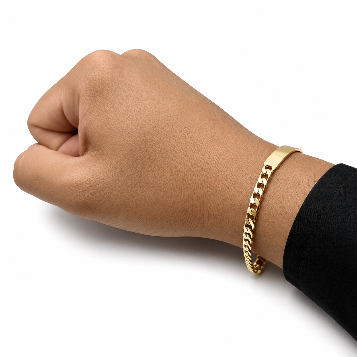 Hombre | Esclava Tejido Barbada Cubana Lisa 5 mm, Pulsera Para Hombre De Chapa de Oro 18k Premium, Con Grabado, DUO DELUXE JOYAS (Copia) (Copia)