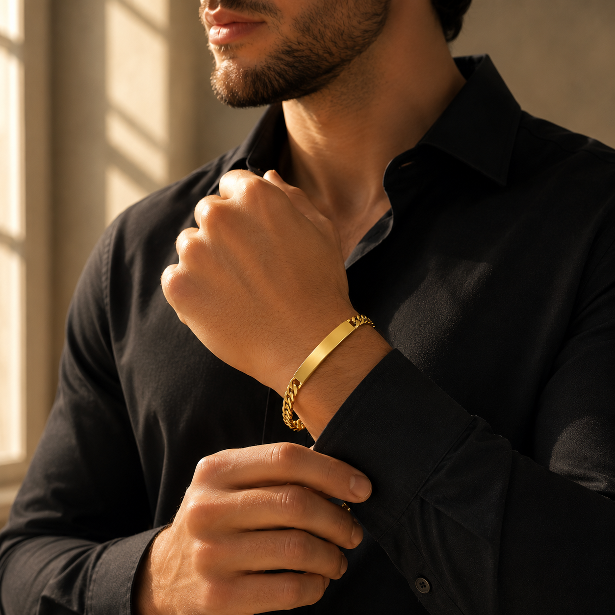 Hombre | Esclava Tejido Barbada Cubana Lisa 7 mm, Pulsera Para Hombre De Chapa de Oro 18k Premium, Con Grabado, DUO DELUXE JOYAS (Copia) (Copia) (Copia)