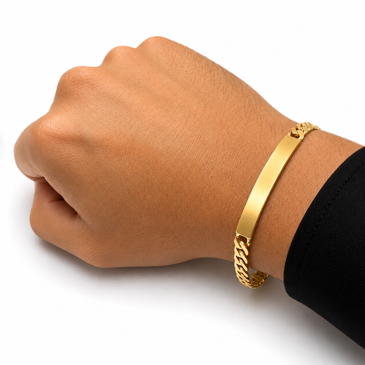 Hombre | Esclava Tejido Barbada Cubana Lisa 7 mm, Pulsera Para Hombre De Chapa de Oro 18k Premium, Con Grabado, DUO DELUXE JOYAS (Copia) (Copia) (Copia)