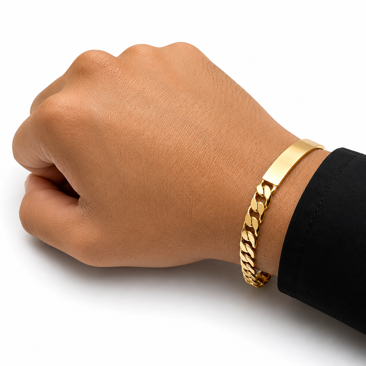 Hombre | Esclava Tejido Barbada Cubana Lisa 7 mm, Pulsera Para Hombre De Chapa de Oro 18k Premium, Con Grabado, DUO DELUXE JOYAS (Copia) (Copia) (Copia)