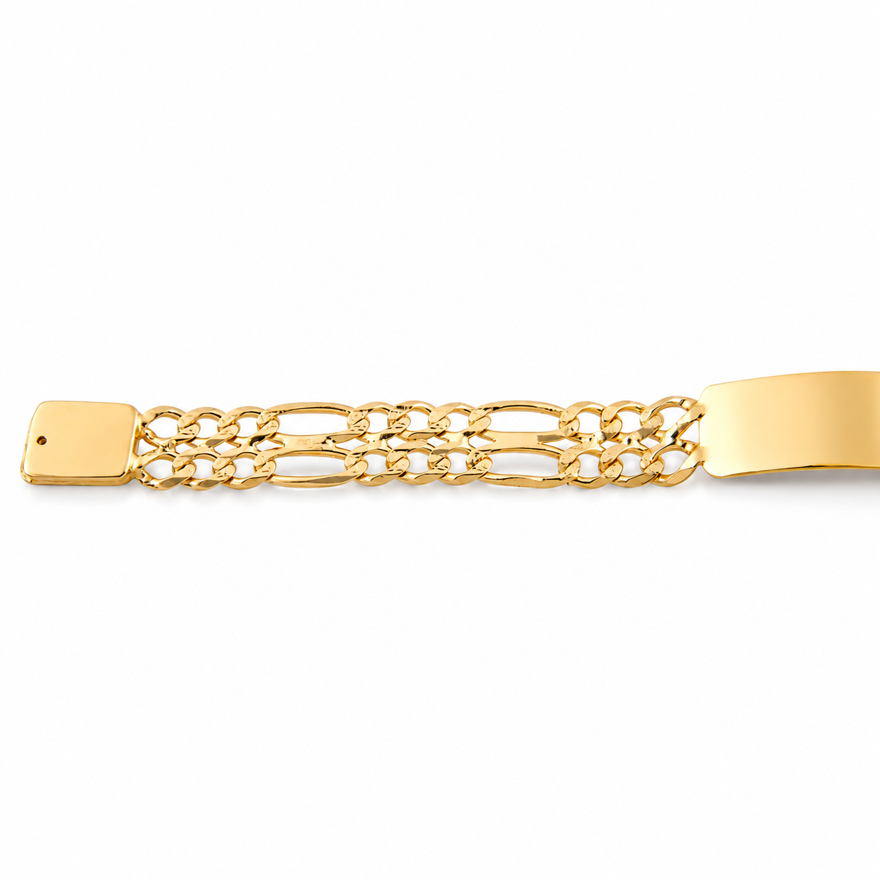 Unisex | Esclava Tejido Figaro 3:1 Doble Eslabon 12 mm, Pulsera Para Hombre Y Mujer, De Plata Autentica Ley .925 Con Baño De Oro Italiano 24k, Con Grabado, DUO DELUXE JOYAS