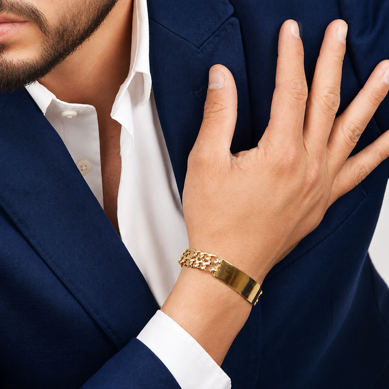 Unisex | Esclava Tejido Figaro 3:1 Doble Eslabon 12 mm, Pulsera Para Hombre Y Mujer, De Plata Autentica Ley .925 Con Baño De Oro Italiano 24k, Con Grabado, DUO DELUXE JOYAS