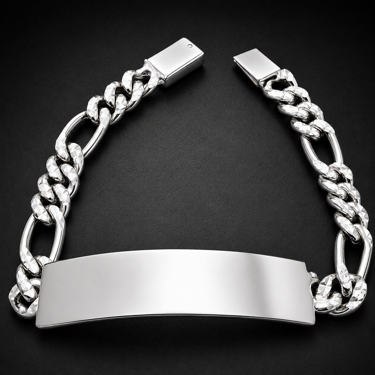 Unisex | Esclava Tejido Figaro 3:1 Diamantada HM 8 mm, Pulsera Para Hombre Y Mujer, De Plata Autentica Ley .925, Con Grabado, DUO DELUXE JOYAS