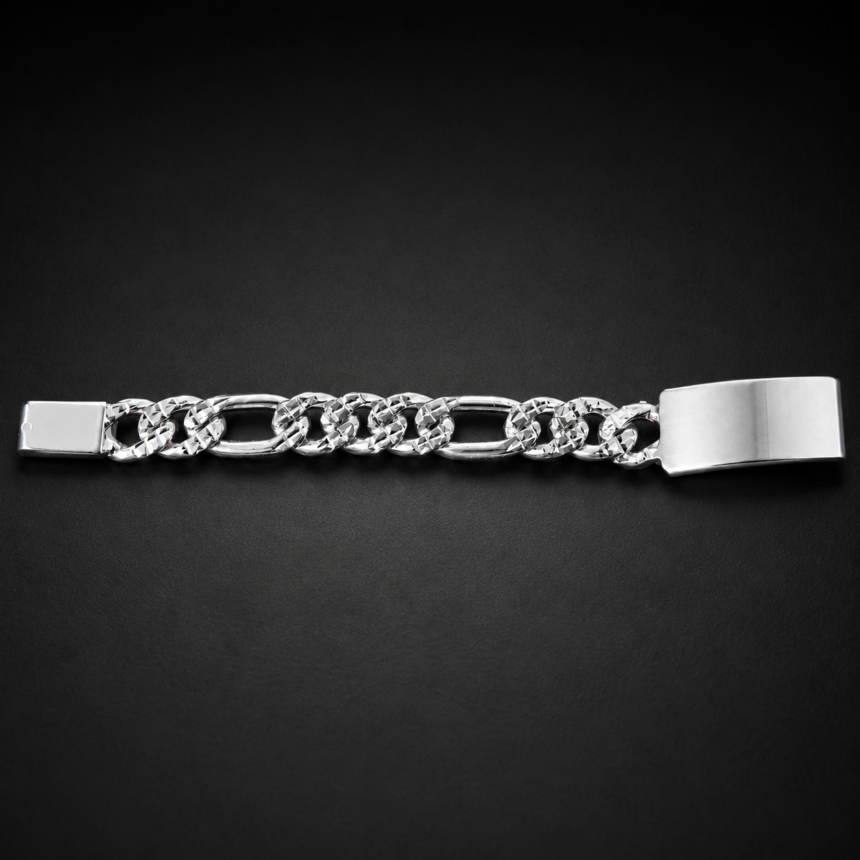 Unisex | Esclava Tejido Figaro 3:1 Diamantada HM 8 mm, Pulsera Para Hombre Y Mujer, De Plata Autentica Ley .925, Con Grabado, DUO DELUXE JOYAS