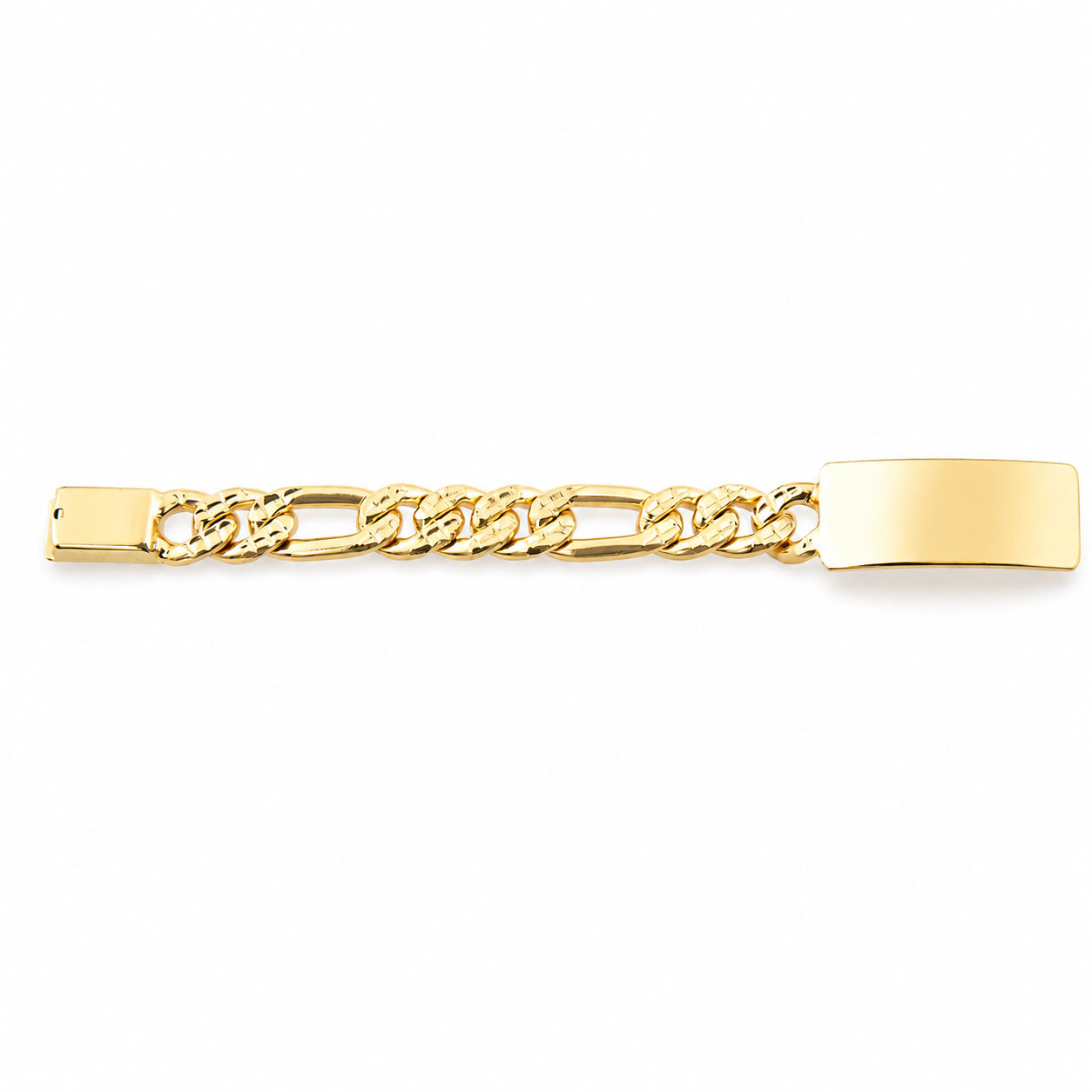 Unisex | Esclava Tejido Figaro 3:1 Diamantada HM 8 mm, Pulsera Para Hombre Y Mujer, De Plata Autentica Ley .925 Con Baño De Oro Italiano 24k, Con Grabado, DUO DELUXE JOYAS