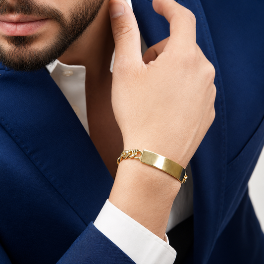 Unisex | Esclava Tejido Figaro 3:1 Diamantada HM 8 mm, Pulsera Para Hombre Y Mujer, De Plata Autentica Ley .925 Con Baño De Oro Italiano 24k, Con Grabado, DUO DELUXE JOYAS