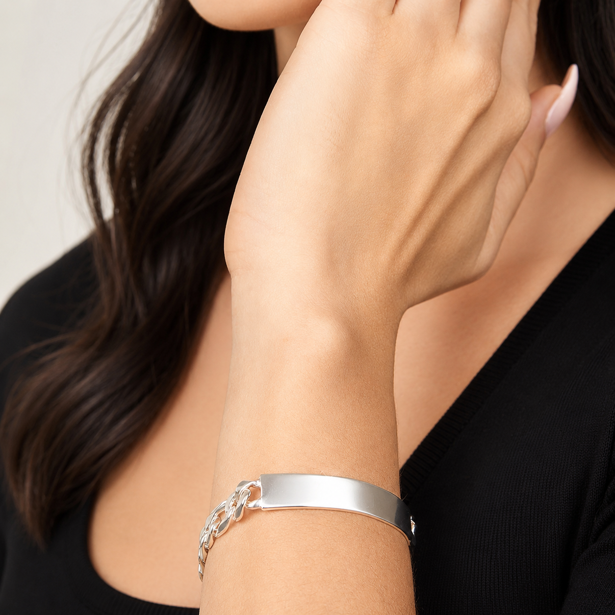 Unisex | Esclava Tejido Figaro 3:1 Lisa HM 7 mm, Pulsera Para Hombre Y Mujer, De Plata Autentica Ley .925, Con Grabado, DUO DELUXE JOYAS