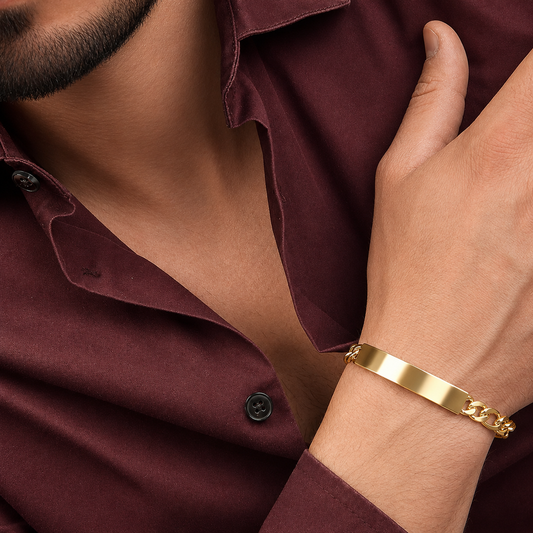 Unisex | Esclava Tejido Figaro 3:1 Lisa HM 7 mm, Pulsera Para Hombre Y Mujer, De Plata Autentica Ley .925 Con Baño De Oro Italiano 24k, Con Grabado, DUO DELUXE JOYAS
