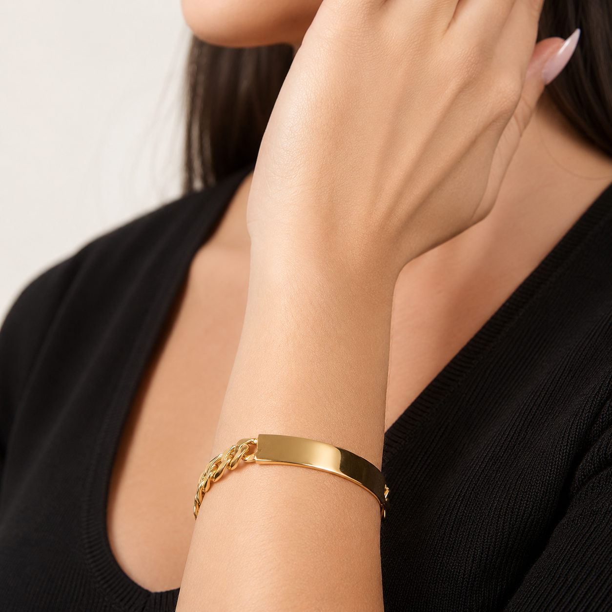 Unisex | Esclava Tejido Figaro 3:1 Lisa HM 7 mm, Pulsera Para Hombre Y Mujer, De Plata Autentica Ley .925 Con Baño De Oro Italiano 24k, Con Grabado, DUO DELUXE JOYAS