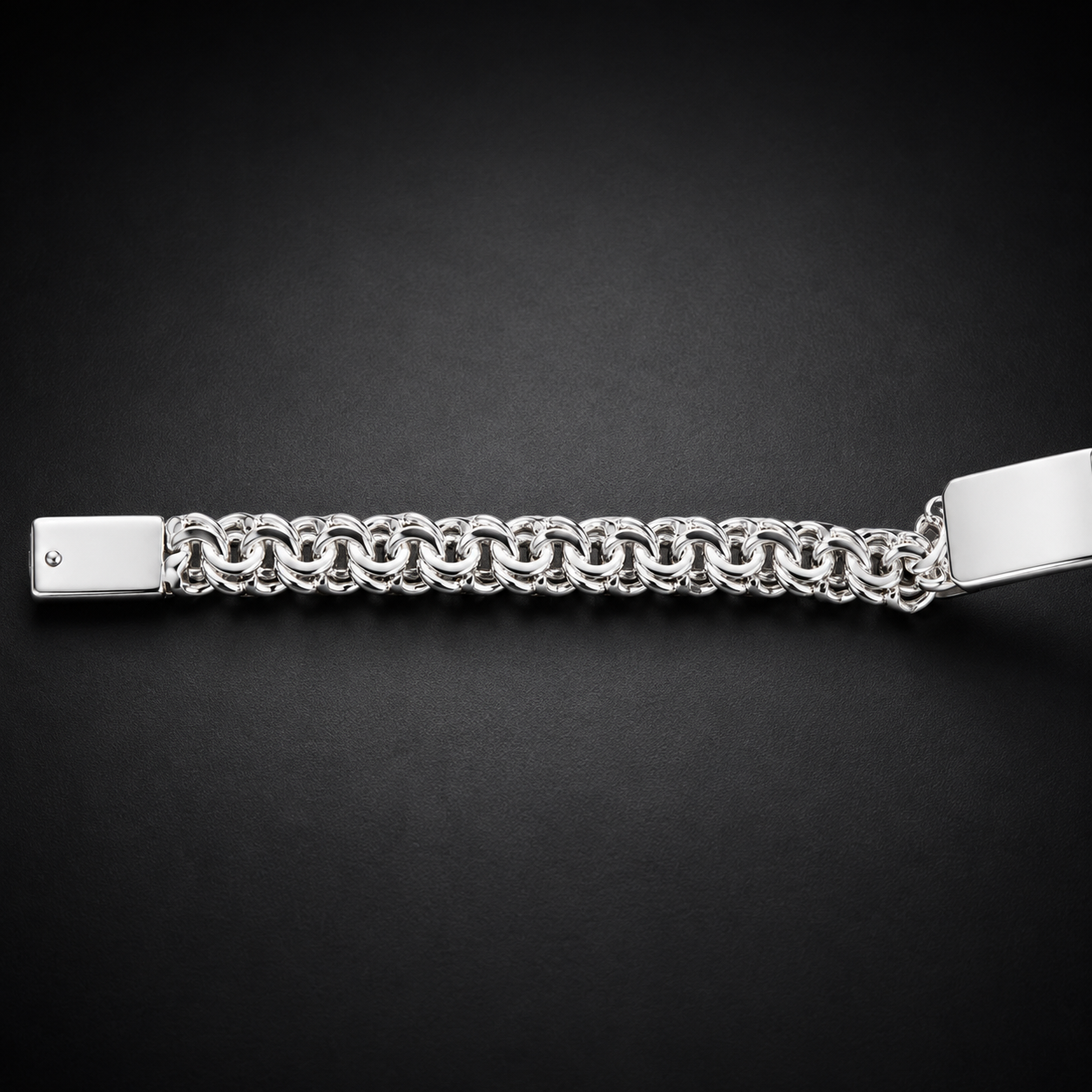 Unisex | Esclava Tejido China 7 mm, Pulsera Para Hombre Y Mujer, De Plata Autentica Ley .925, Con Grabado, DUO DELUXE JOYAS
