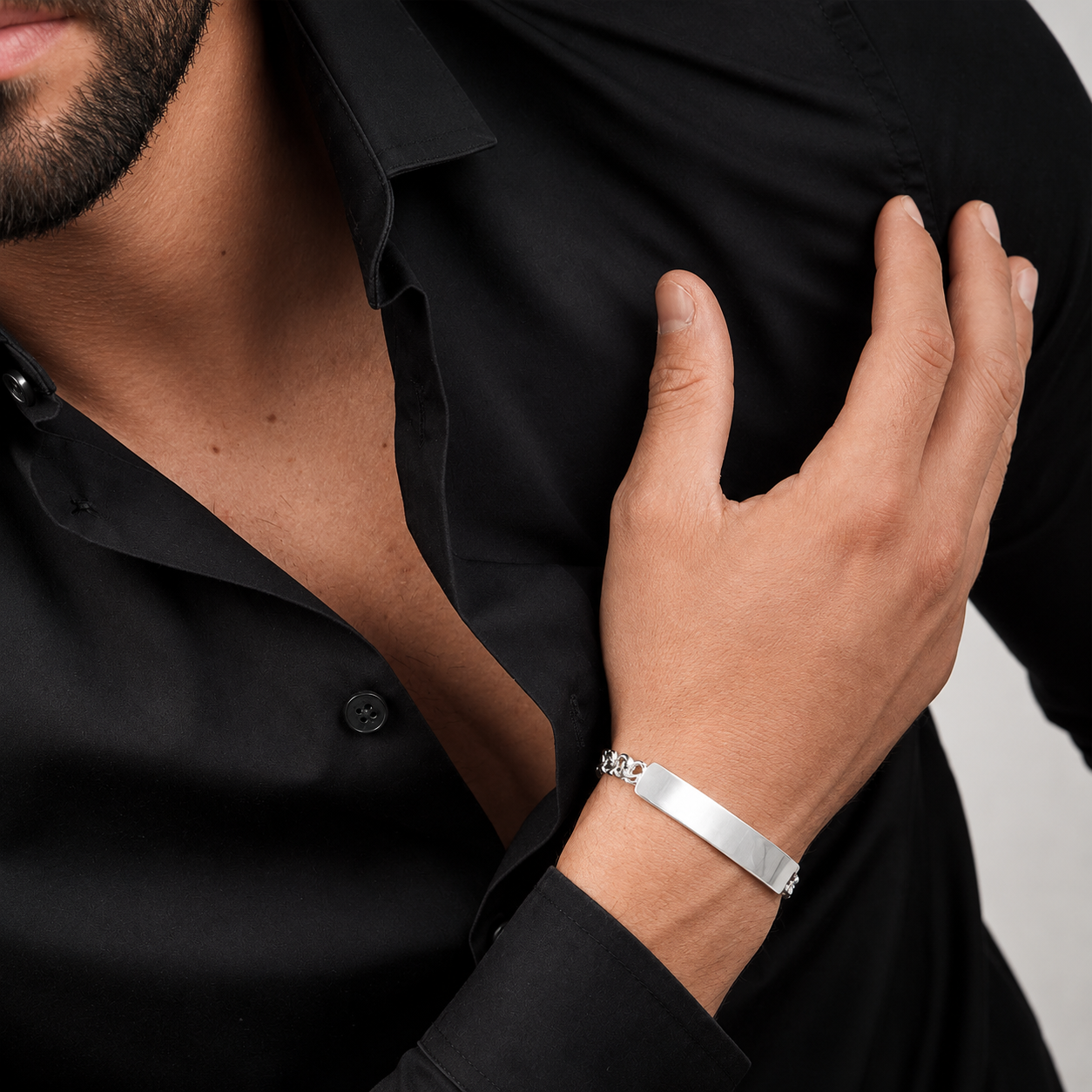 Unisex | Esclava Tejido China 7 mm, Pulsera Para Hombre Y Mujer, De Plata Autentica Ley .925, Con Grabado, DUO DELUXE JOYAS