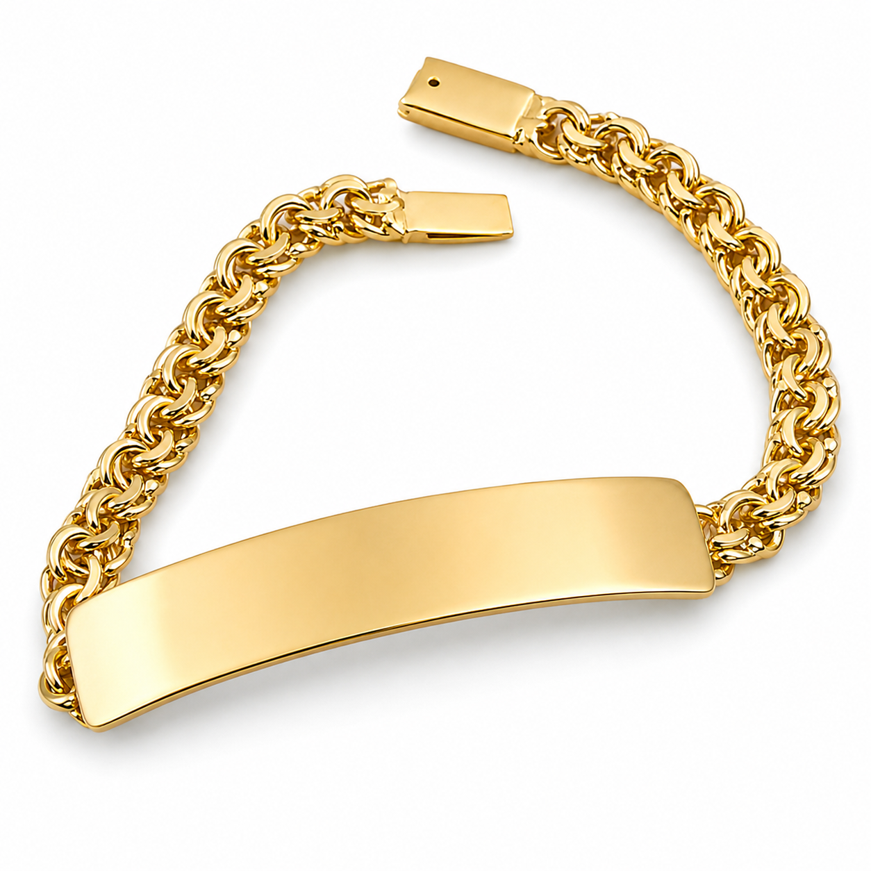 Unisex | Esclava Tejido Chino 7 mm, Pulsera Para Hombre Y Mujer, De Plata Autentica Ley .925 Con Baño De Oro Italiano 24k, Con Grabado, DUO DELUXE JOYAS