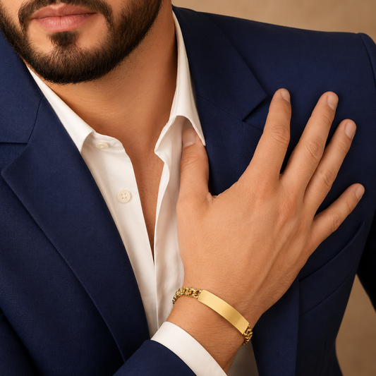 Unisex | Esclava Tejido Chino 7 mm, Pulsera Para Hombre Y Mujer, De Plata Autentica Ley .925 Con Baño De Oro Italiano 24k, Con Grabado, DUO DELUXE JOYAS