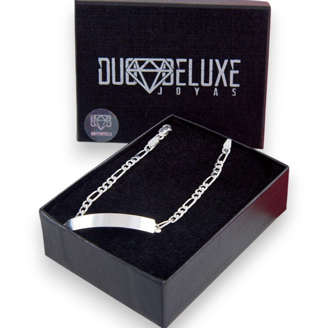 Mujer | Esclava Tejido Cartier Figaro 3:1 Lisa 3 mm, Pulsera Para Mujer, De Plata Autentica Ley .925, Con Grabado, DUO DELUXE JOYAS