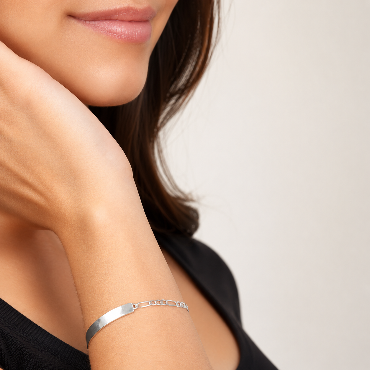Mujer | Esclava Tejido Figaro 3:1 Lisa 3 mm, Pulsera Para Mujer, De Plata Autentica Ley .925, Con Grabado, DUO DELUXE JOYAS