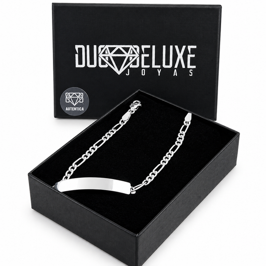 Mujer | Esclava Tejido Figaro 3:1 Lisa 3 mm, Pulsera Para Mujer, De Plata Autentica Ley .925, Con Grabado, DUO DELUXE JOYAS