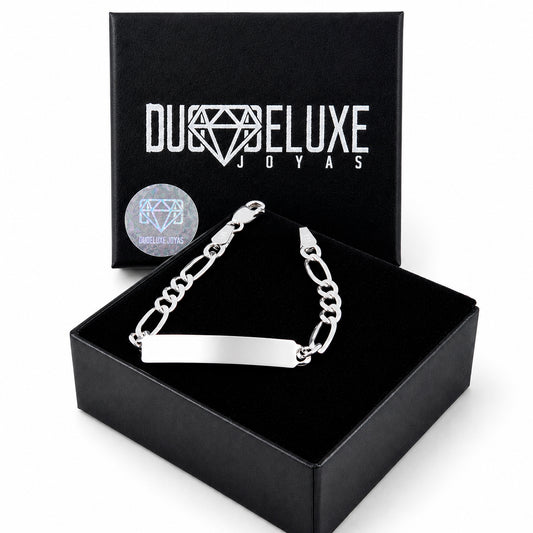 Bebé | Esclava Tejido Figaro 3:1 Lisa 4 mm, Pulsera Para Bebé, De Plata Autentica Ley .925, Con Grabado, DUO DELUXE JOYAS