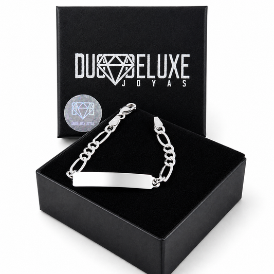 Bebé | Esclava Tejido Figaro 3:1 Lisa 4 mm, Pulsera Para Bebé, De Plata Autentica Ley .925, Con Grabado, DUO DELUXE JOYAS