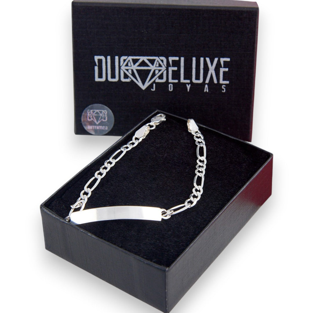 Mujer | Esclava Tejido Cartier Figaro 3:1 Lisa 4 mm, Pulsera Para Mujer, De Plata Autentica Ley .925, Con Grabado, DUO DELUXE JOYAS