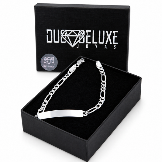 Mujer | Esclava Tejido Figaro 3:1 Lisa 4 mm, Pulsera Para Mujer, De Plata Autentica Ley .925, Con Grabado, DUO DELUXE JOYAS