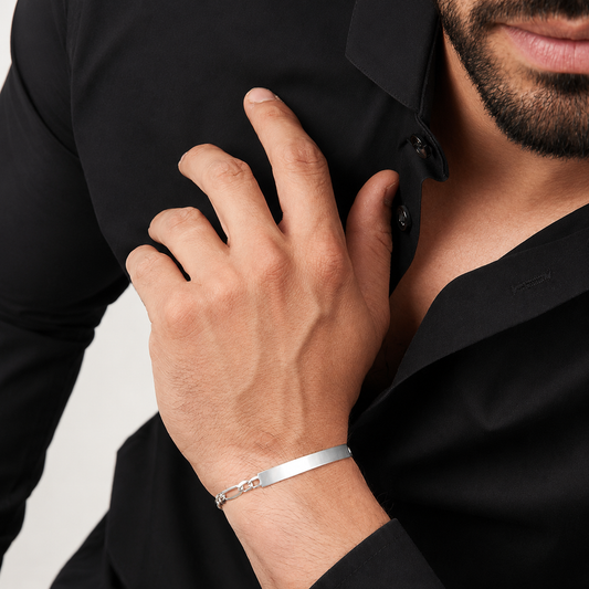 Unisex | Esclava Tejido Figaro 3:1 Lisa 4 mm, Pulsera Para Hombre Y Mujer, De Plata Autentica Ley .925, Con Grabado, DUO DELUXE JOYAS