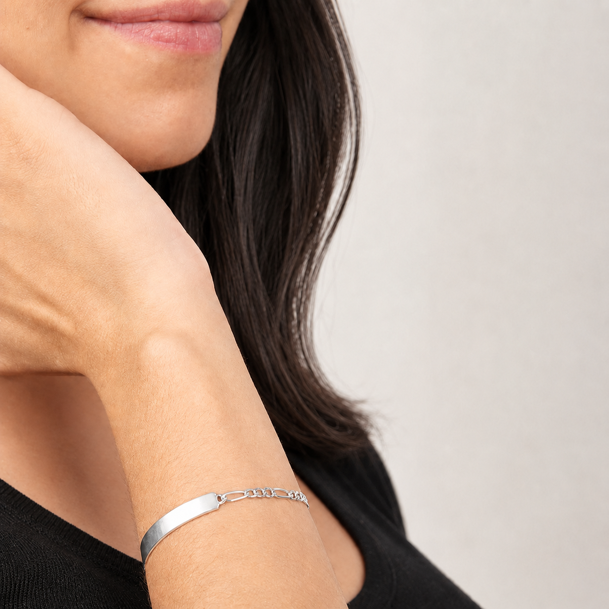 Unisex | Esclava Tejido Figaro 3:1 Lisa 4 mm, Pulsera Para Hombre Y Mujer, De Plata Autentica Ley .925, Con Grabado, DUO DELUXE JOYAS