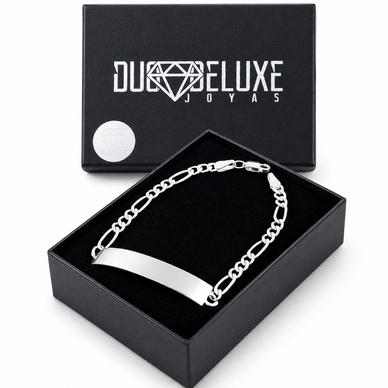 Unisex | Esclava Tejido Figaro 3:1 Lisa 4 mm, Pulsera Para Hombre Y Mujer, De Plata Autentica Ley .925, Con Grabado, DUO DELUXE JOYAS