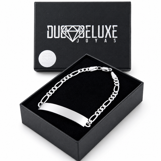 Unisex | Esclava Tejido Figaro 3:1 Lisa 4 mm, Pulsera Para Hombre Y Mujer, De Plata Autentica Ley .925, Con Grabado, DUO DELUXE JOYAS