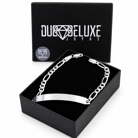 Unisex | Esclava Tejido Figaro 3:1 Lisa 5 mm, Pulsera Para Hombre Y Mujer, De Plata Autentica Ley .925, Con Grabado, DUO DELUXE JOYAS