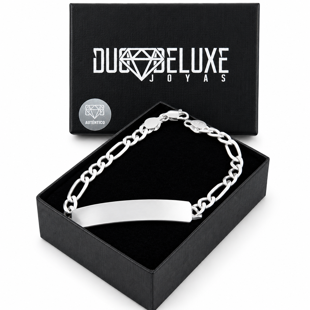 Unisex | Esclava Tejido Figaro 3:1 Lisa 6 mm, Pulsera Para Hombre Y Mujer, De Plata Autentica Ley .925, Con Grabado, DUO DELUXE JOYAS
