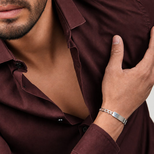 Unisex | Esclava Tejido Figaro 3:1 Lisa 7 mm, Pulsera Para Hombre Y Mujer, De Plata Autentica Ley .925, Con Grabado, DUO DELUXE JOYAS