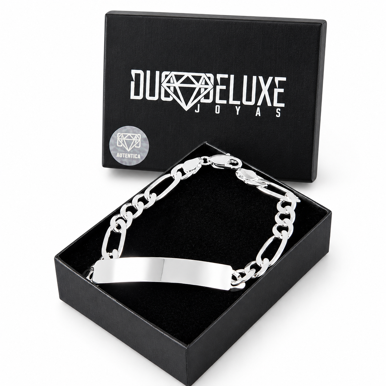 Unisex | Esclava Tejido Figaro 3:1 Lisa 7 mm, Pulsera Para Hombre Y Mujer, De Plata Autentica Ley .925, Con Grabado, DUO DELUXE JOYAS