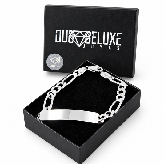 Unisex | Esclava Tejido Figaro 3:1 Lisa 7 mm, Pulsera Para Hombre Y Mujer, De Plata Autentica Ley .925, Con Grabado, DUO DELUXE JOYAS