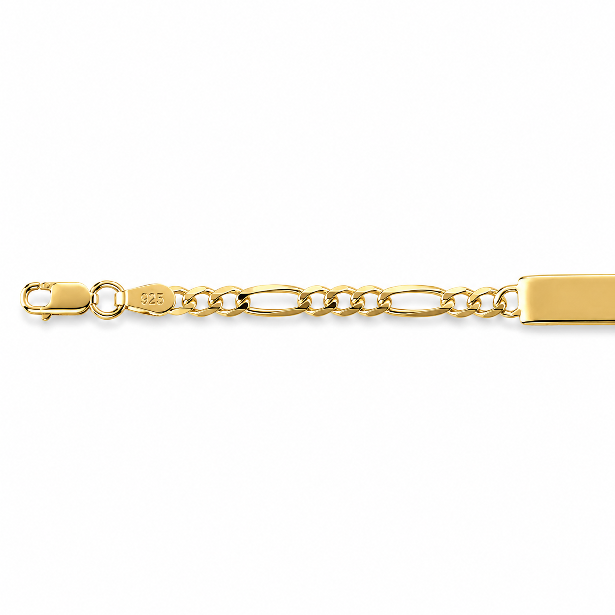 Bebé | Esclava Tejido Figaro 3:1 Lisa 3 mm, Pulsera Para Bebé, De Plata Autentica Ley .925 Con Baño De Oro Italiano 24k, Con Grabado, DUO DELUXE JOYAS