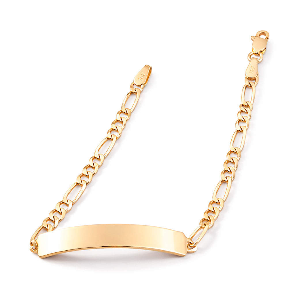 Mujer | Esclava Tejido Figaro 3:1 Lisa 3 mm, Pulsera Para Mujer, De Plata Autentica Ley .925 Con Baño De Oro Italiano 24k, Con Grabado, DUO DELUXE JOYAS
