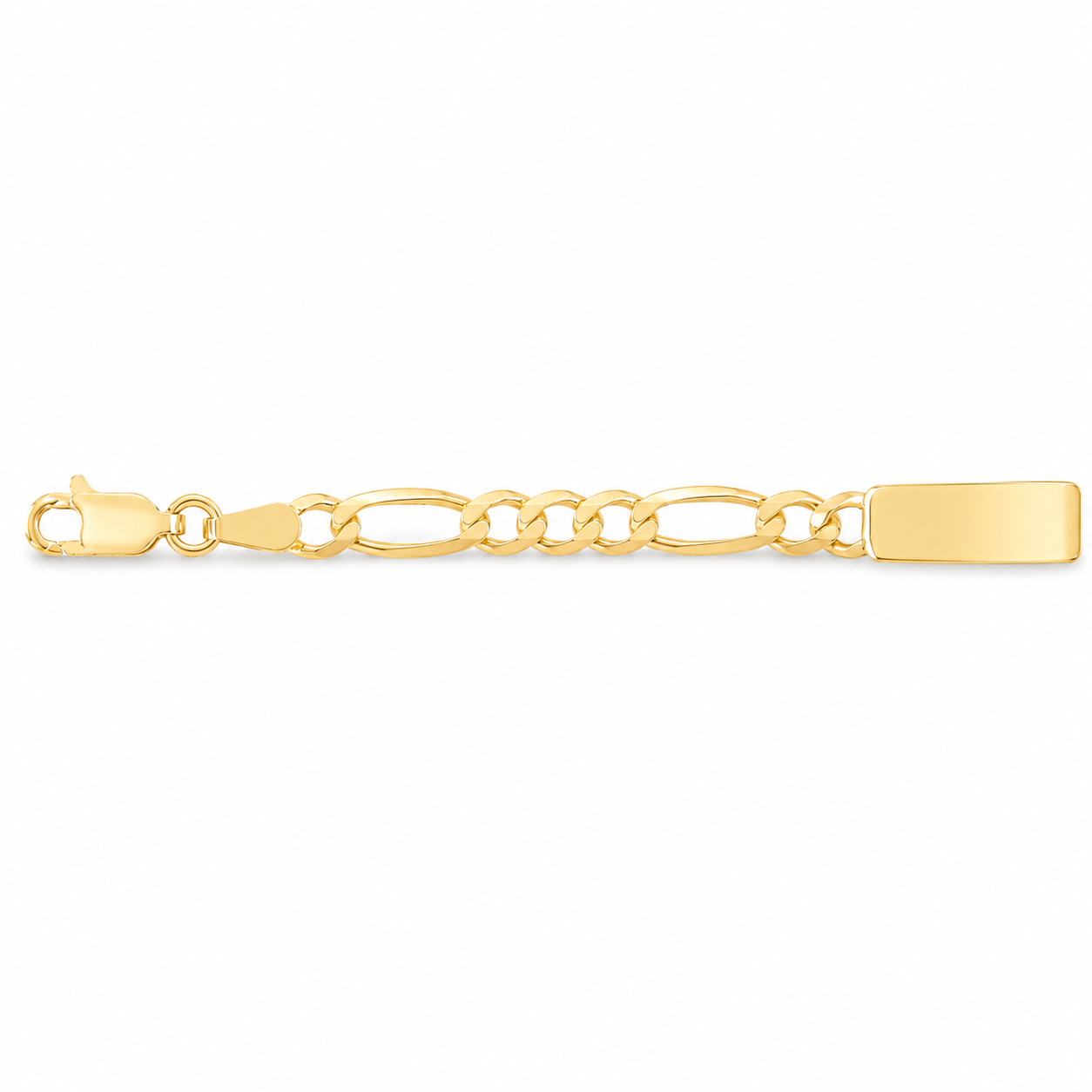 Bebé | Esclava Tejido Figaro 3:1 Lisa 4 mm, Pulsera Para Bebé, De Plata Autentica Ley .925 Con Baño De Oro Italiano 24k, Con Grabado, DUO DELUXE JOYAS