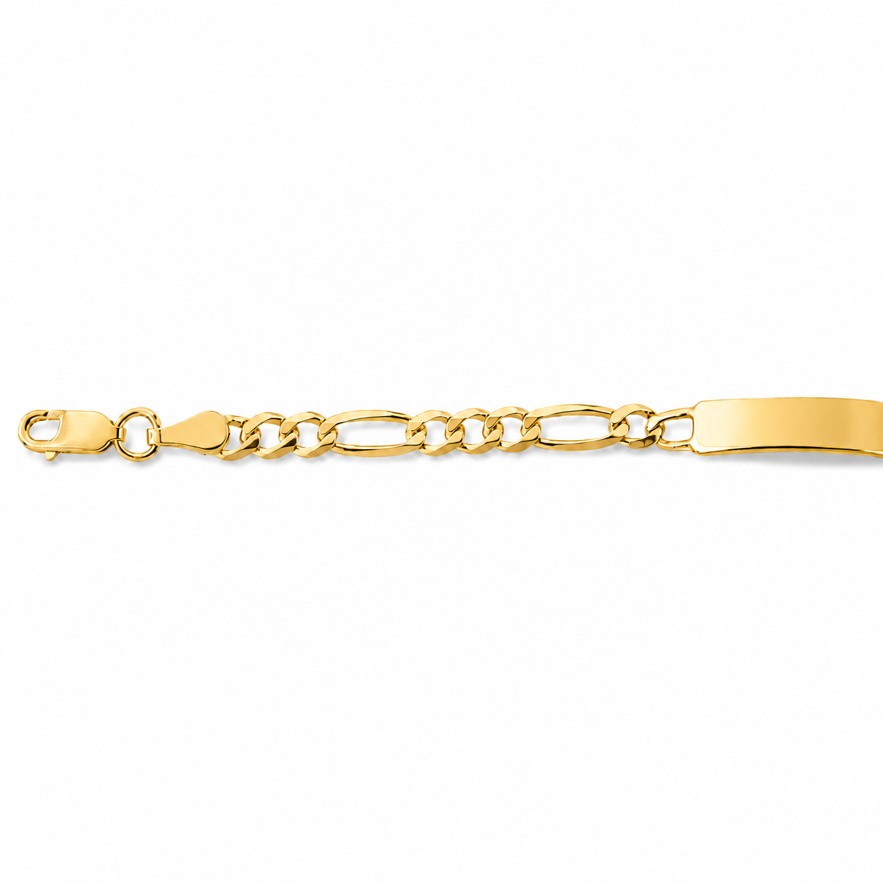 Niño | Pulsera Esclava Tejido Figaro 3:1 Lisa 4 mm, Para Niño, De Plata Autentica Ley .925 Con Baño De Oro Italiano 24k, Con Grabado, DUO DELUXE JOYAS